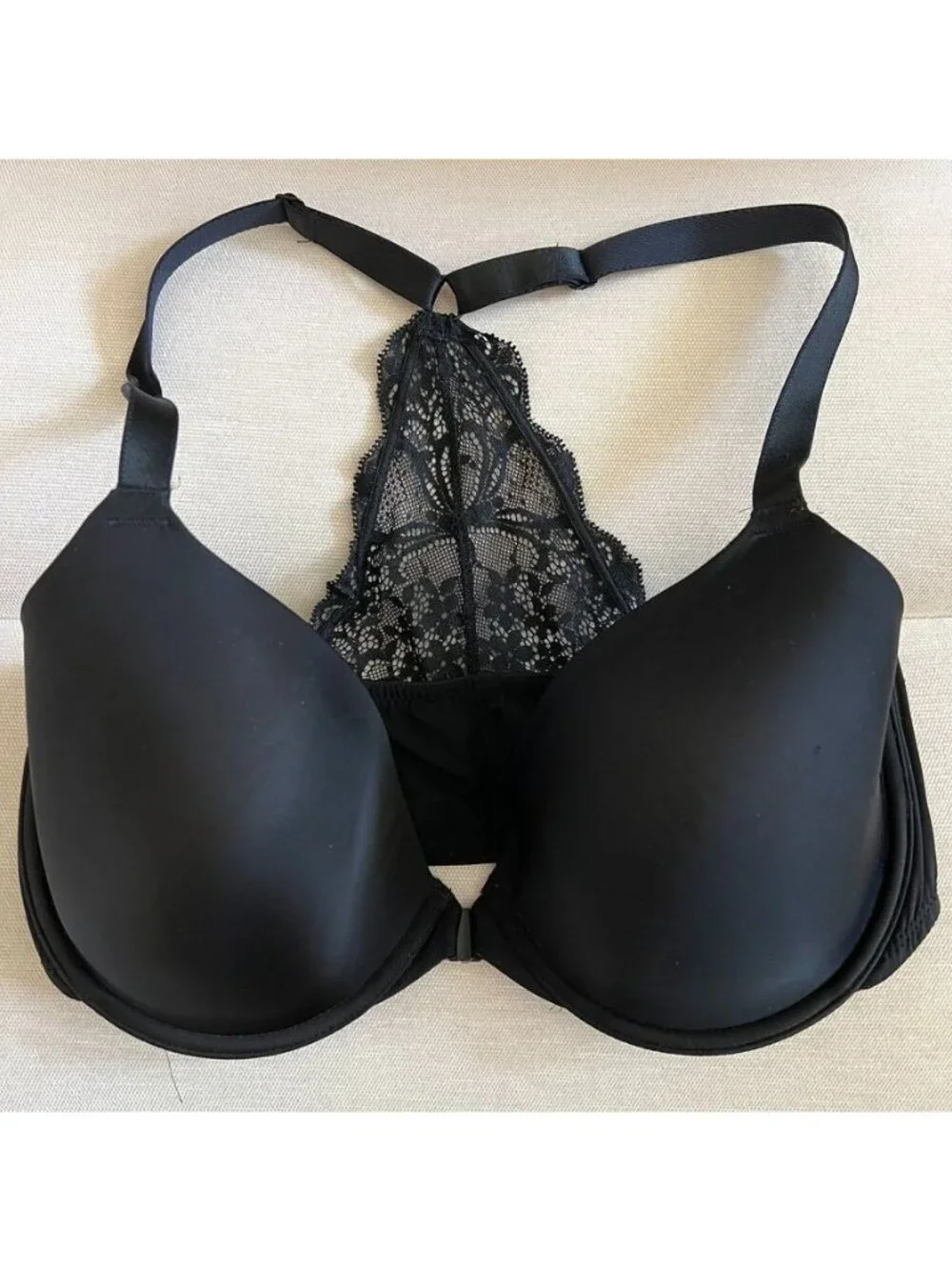 Wacoal Lace Impression Front Close Racerback T-Shirt Bra Sz 36DD EUC Comfortable - Picture 4 of 7
